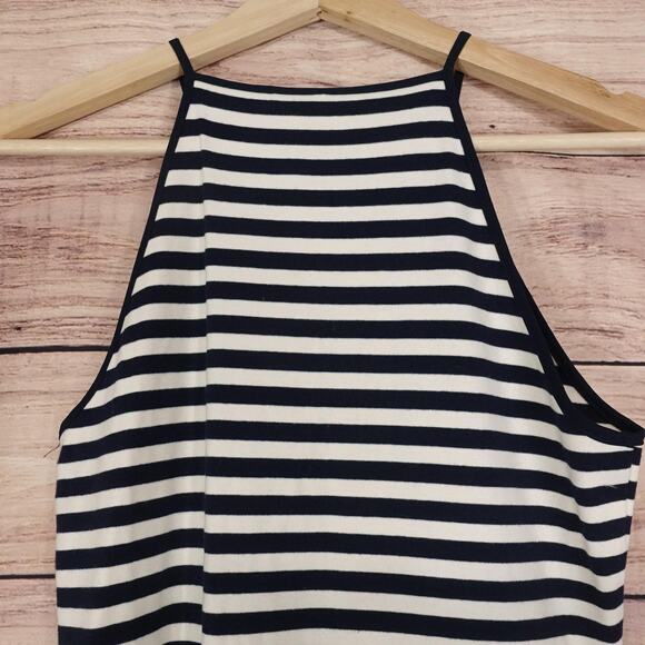 New! Cremieux Dress Womens XS Navy Ivory Striped Noah Knit High Neck A-Line NWT - Picture 6 of 13